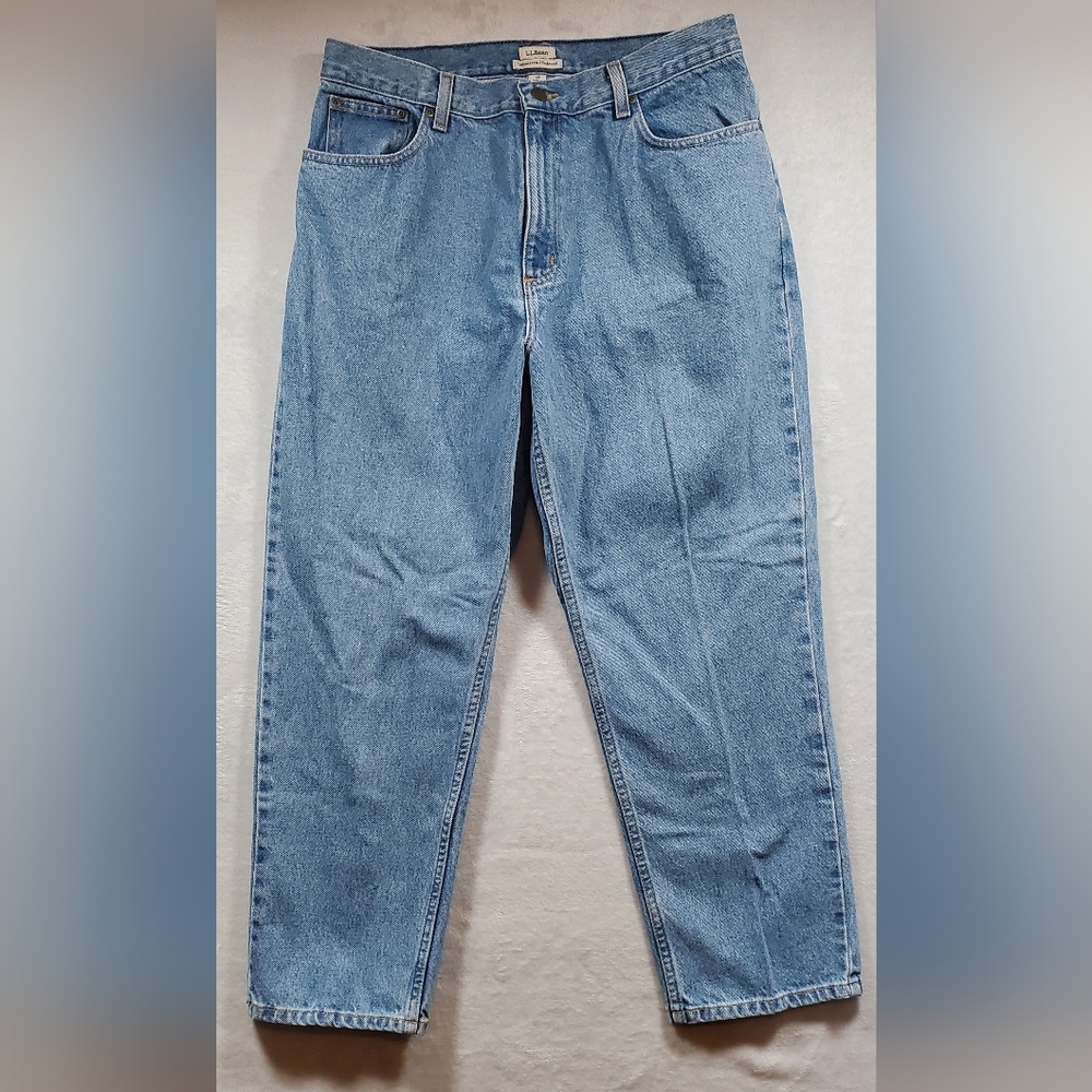 LL Bean Womens Original Fit Medium Blue Denim Jeans 16 Petite